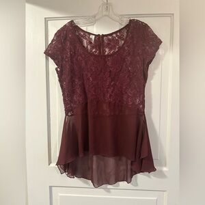 Studio Y Deep Red Lace Blouse